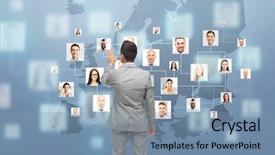  Presentation with business communication - Audience pleasing slides consisting of virtual screen with contacts icon backdrop and a seafoam green colored foreground