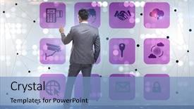  Presentation with trading online - Amazing slide set having cyber e computer - businessman in online trading backdrop and a teal colored foreground