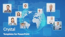  Presentation with virtual team - Amazing theme having virtual team - business people social network backdrop and a teal colored foreground