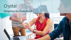  Presentation with virtual team - Theme consisting of virtual team - colleagues using technology background and a sky blue colored foreground