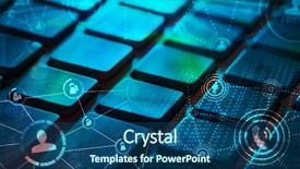  Presentation with virtual team - Slide set featuring virtual team - computer keyboard with glowing icons background and a ocean colored foreground