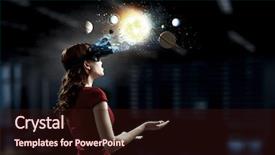  Presentation with virtual technology - Presentation theme with virtual technology world mixed media background and a wine colored foreground