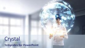  Presentation with virtual technology - Amazing theme having virtual technology world mixed media backdrop and a sky blue colored foreground