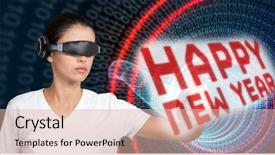  Presentation with virtual - PPT theme having virtual video glasses against binary background and a  colored foreground