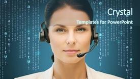  Presentation with virtual technology - Colorful slide deck enhanced with virtual world - business office technology future concept backdrop and a ocean colored foreground