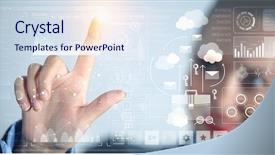  Presentation with blue eyes technology high tech - Presentation theme having virtual world - high technologies for your success background and a sky blue colored foreground