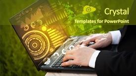  Presentation with virtual technology - Audience pleasing slide set consisting of virtual world - modern notebook computer with future backdrop and a tawny brown colored foreground