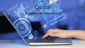  Presentation with future - Amazing PPT theme having virtual world - modern notebook computer with future backdrop and a teal colored foreground