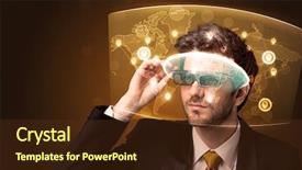  Presentation with futuristic - Audience pleasing slide deck consisting of virtual world - young man looking at futuristic backdrop and a tawny brown colored foreground