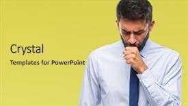  Presentation with healthcare - Colorful presentation enhanced with virus - adult hispanic business man backdrop and a yellow colored foreground