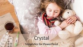  Presentation with teddy bear - Theme consisting of virus - little ill girl sleep hugging background and a lemonade colored foreground