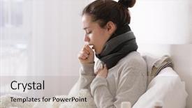  Presentation with being a single woman - Cool new PPT theme with virus - young ill woman in bed backdrop and a light gray colored foreground