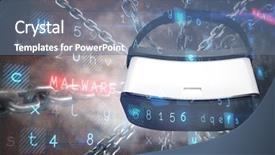  Presentation with virus - Slide deck with cross matrix - virus background against dark fence background and a ocean colored foreground