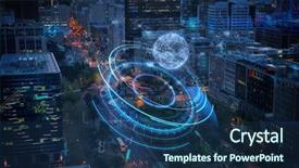  Presentation with city roads - Beautiful slides featuring cyber life - virus background against glowing roads backdrop and a ocean colored foreground