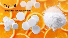  Presentation with pills - Beautiful presentation design featuring virus c - white pills with oranges backdrop and a gold colored foreground