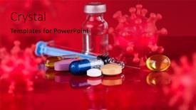  Presentation with epidemic - Presentation consisting of virus-cells-epidemic-coronavirus-background background and a crimson colored foreground