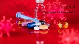  Presentation with epidemic - PPT theme featuring virus-cells-epidemic-coronavirus-background background and a red colored foreground