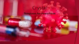  Presentation with virus - Slide deck consisting of virus-close-up-sars-coronavirus background and a crimson colored foreground