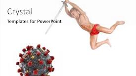  Presentation with virus infection - Amazing slide deck having virus-destruction-extinguish-treatment-against backdrop and a white colored foreground