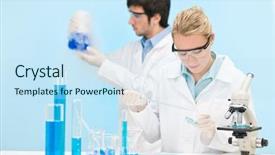  Presentation with bird flu virus - Audience pleasing presentation theme consisting of virus experiment - scientist in laboratory backdrop and a sky blue colored foreground