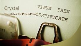  Presentation with virus free - Colorful presentation theme enhanced with virus-free-certificate-text-written backdrop and a lemonade colored foreground