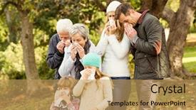  Presentation with sick day - Presentation theme having virus green - sick family blowing their noses background and a yellow colored foreground