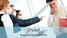  Presentation with masks - Amazing presentation theme having virus h1n1 - group of associates in protective backdrop and a  colored foreground