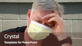  Presentation with h1n1 - Cool new presentation theme with virus h1n1 - man wears a yellow medical backdrop and a tawny brown colored foreground