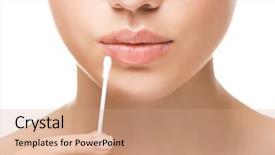  Presentation with cotton - Colorful presentation design enhanced with tige - woman touching lips with cotton backdrop and a  colored foreground