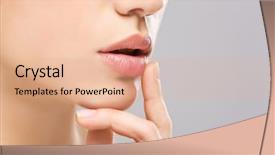  Presentation with lips - Slide deck having sore touching lips on light background and a coral colored foreground
