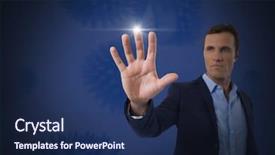  Presentation with air - Presentation theme having virus immune system - digital composite of businessman touching background and a navy blue colored foreground