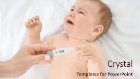  Presentation with kids health - Cool new slide set with virus kids - mother measuring temperature of cute backdrop and a lemonade colored foreground