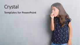  Presentation with healthcare - Cool new slides with virus kids - young hispanic kid over grunge backdrop and a light gray colored foreground