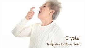  Presentation with allergy - PPT layouts having virus oral - senior ill woman using spray background and a  colored foreground