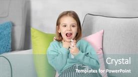  Presentation with spray - PPT theme with virus oral - small ill girl with spray background and a  colored foreground