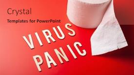  Presentation with word art text edited - Theme having virus-panic-word-text-wooden background and a coral colored foreground