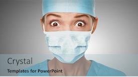  Presentation with asian doctor - Slides with virus-scare-asian-doctor-woman background and a light blue colored foreground