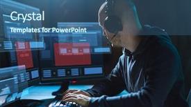  Presentation with computer virus - Presentation design featuring viruse - cybercrime hacking and technology concept background and a ocean colored foreground