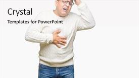  Presentation with fever - Colorful presentation enhanced with viruse - middle age arab man wearing backdrop and a sky blue colored foreground