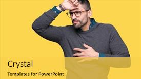  Presentation with common cold cough contagious virus - Slide set enhanced with viruse - young handsome man wearing glasses background and a yellow colored foreground