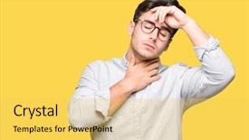  Presentation with bird flu virus - Cool new slide deck with viruse - young handsome man wearing glasses backdrop and a yellow colored foreground