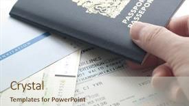  Presentation with passport - PPT theme featuring visa - holding canada passport with boarding background and a sky blue colored foreground