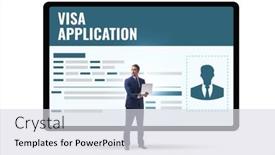  Presentation with application - Presentation design having visa-application-concept-with-businessman background and a light gray colored foreground