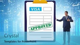  Presentation with application - Presentation theme having visa-application-concept-with-businessman background and a light blue colored foreground
