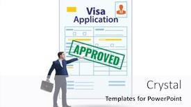 Presentation with application - PPT theme with visa-application-concept-with-businessman background and a white colored foreground