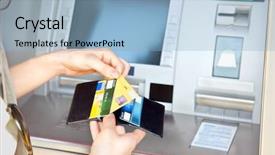  Presentation with atm machine - Cool new presentation theme with visa card into the atm backdrop and a light blue colored foreground