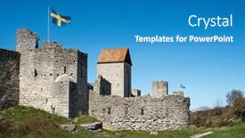  Presentation with wall - Presentation theme with visby-medieval-wall-and-old background and a teal colored foreground