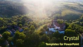  Presentation with transylvania - Beautiful PPT layouts featuring viscri-fortified-church-in-transylvania backdrop and a tawny brown colored foreground