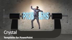  Presentation with challenge - PPT theme with vise grip - business problem and challenge concept background and a  colored foreground