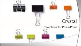  Presentation with pile - Audience pleasing PPT theme consisting of vise grip - multicolored paper clips backdrop and a cream colored foreground